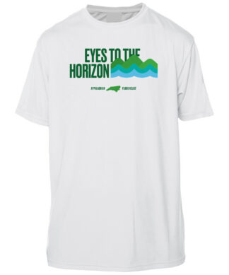White T-shirt with "Eyes To The Horizon" logo for Appalachian flood relief.