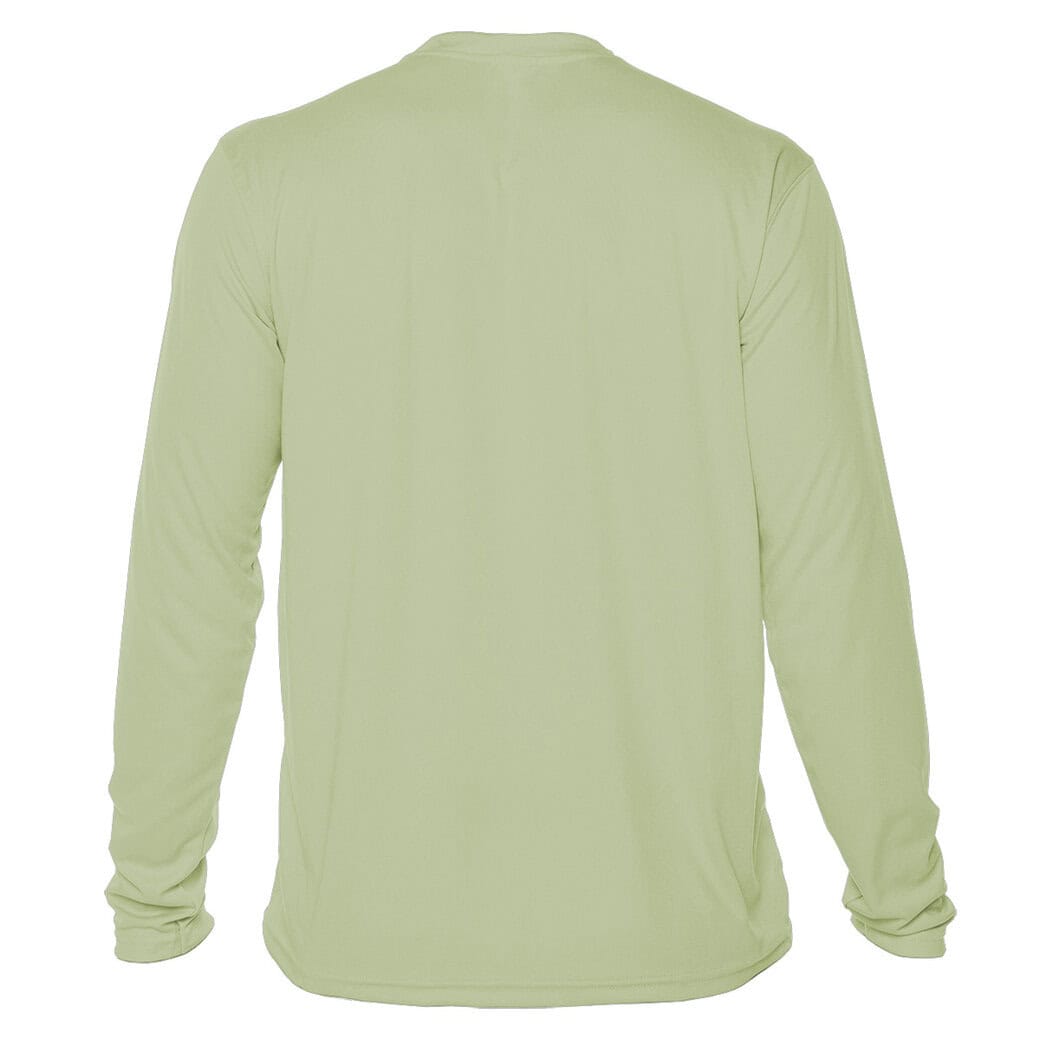 Light green long-sleeve shirt with "Eyes To The Horizon" design.