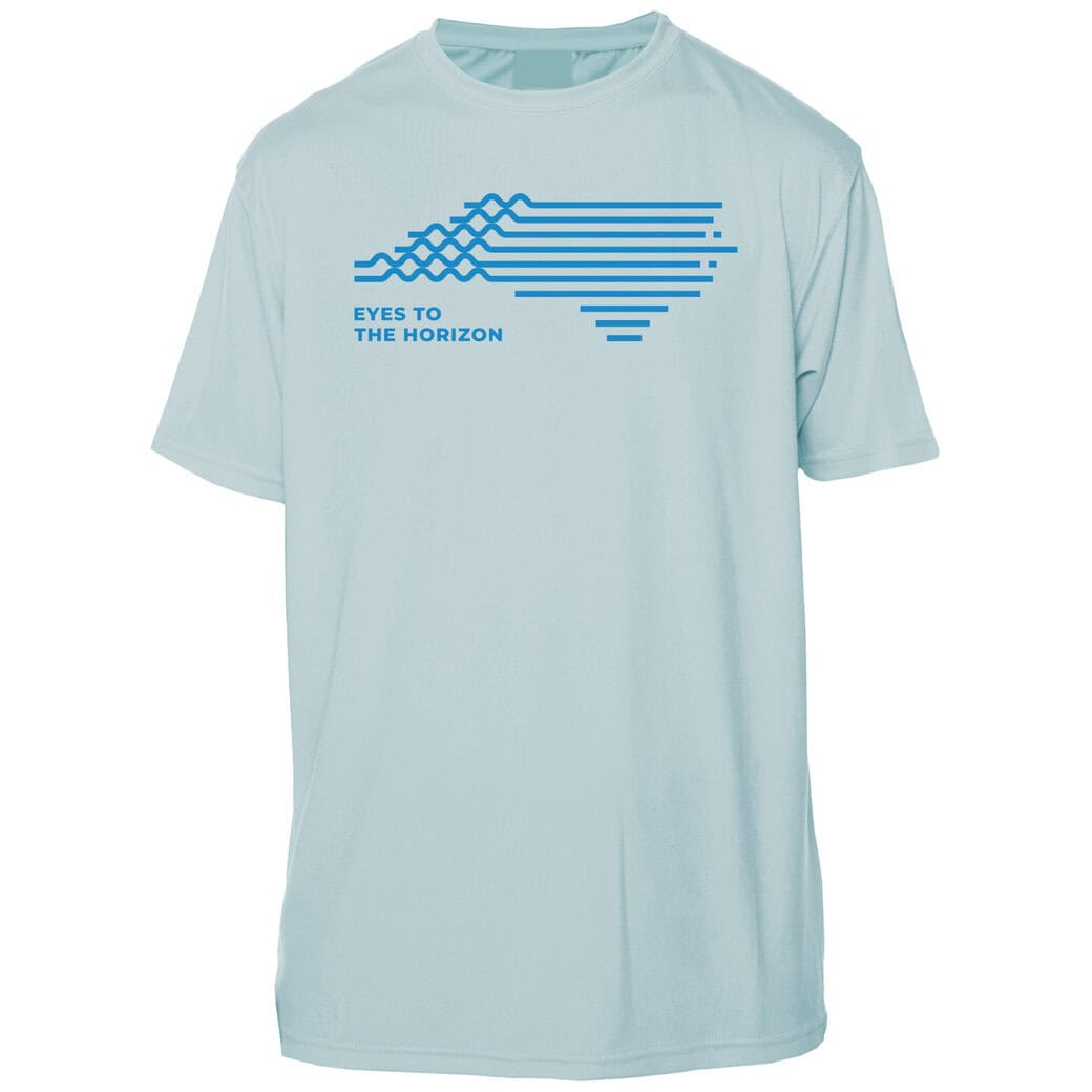 Arctic Blue UPF 50+ short sleeve T-shirt with "Eyes To The Horizon" graphic.