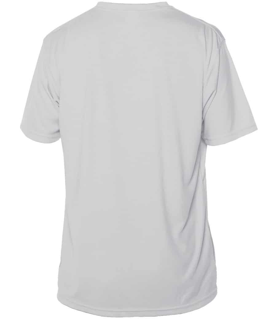 Plain white T-shirt with "Eyes To The Horizon" design.