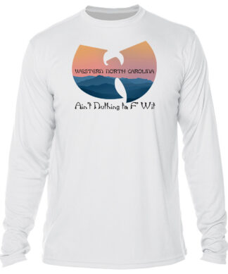 Western North Carolina long sleeve shirt featuring "Eyes To The Horizon" artwork and local pride.
