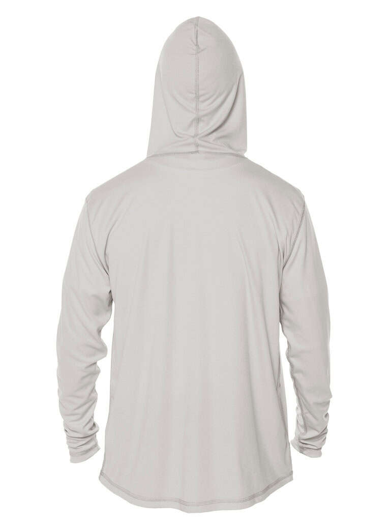 Back view of a white hoodie with "Eyes To The Horizon" text on the back.