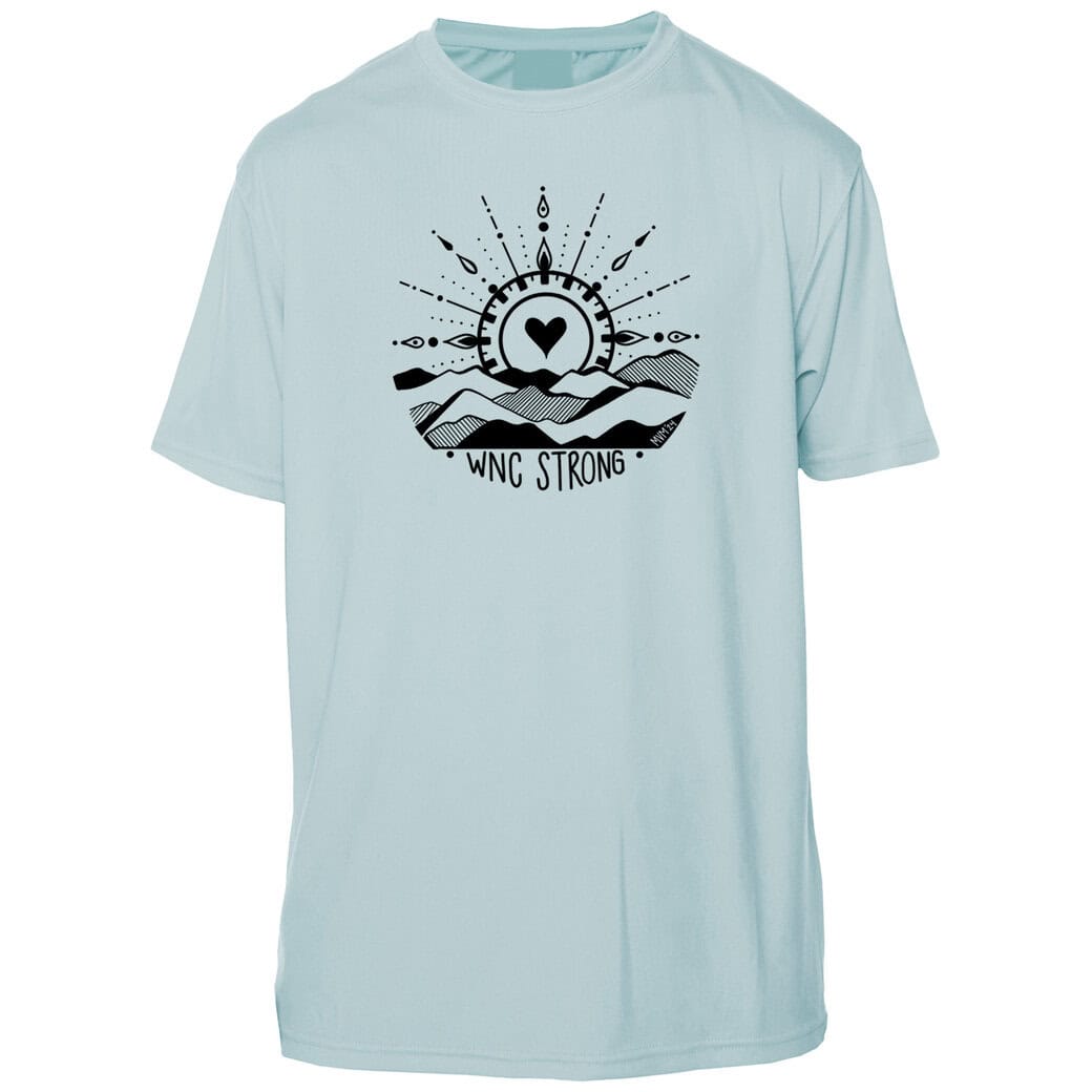 High-quality UPF 50+ short sleeve T-shirt with "Eyes To The Horizon" design, perfect for outdoor act.