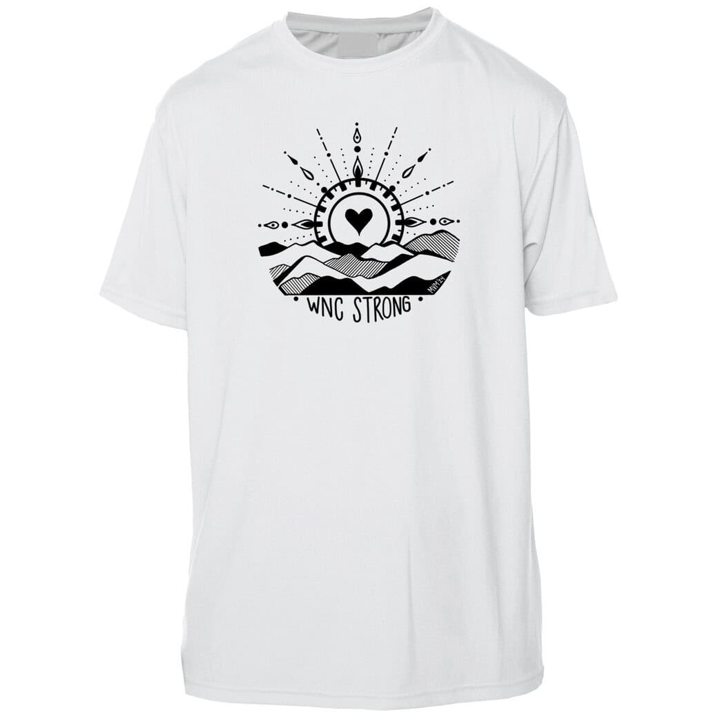 Sunrise over mountains with heart symbol, promoting strength and protection.