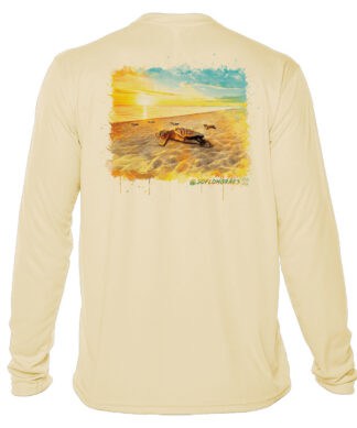 UPF 50+ long sleeve shirt featuring "Eyes To The Horizon" artwork, perfect for sun protection and be.