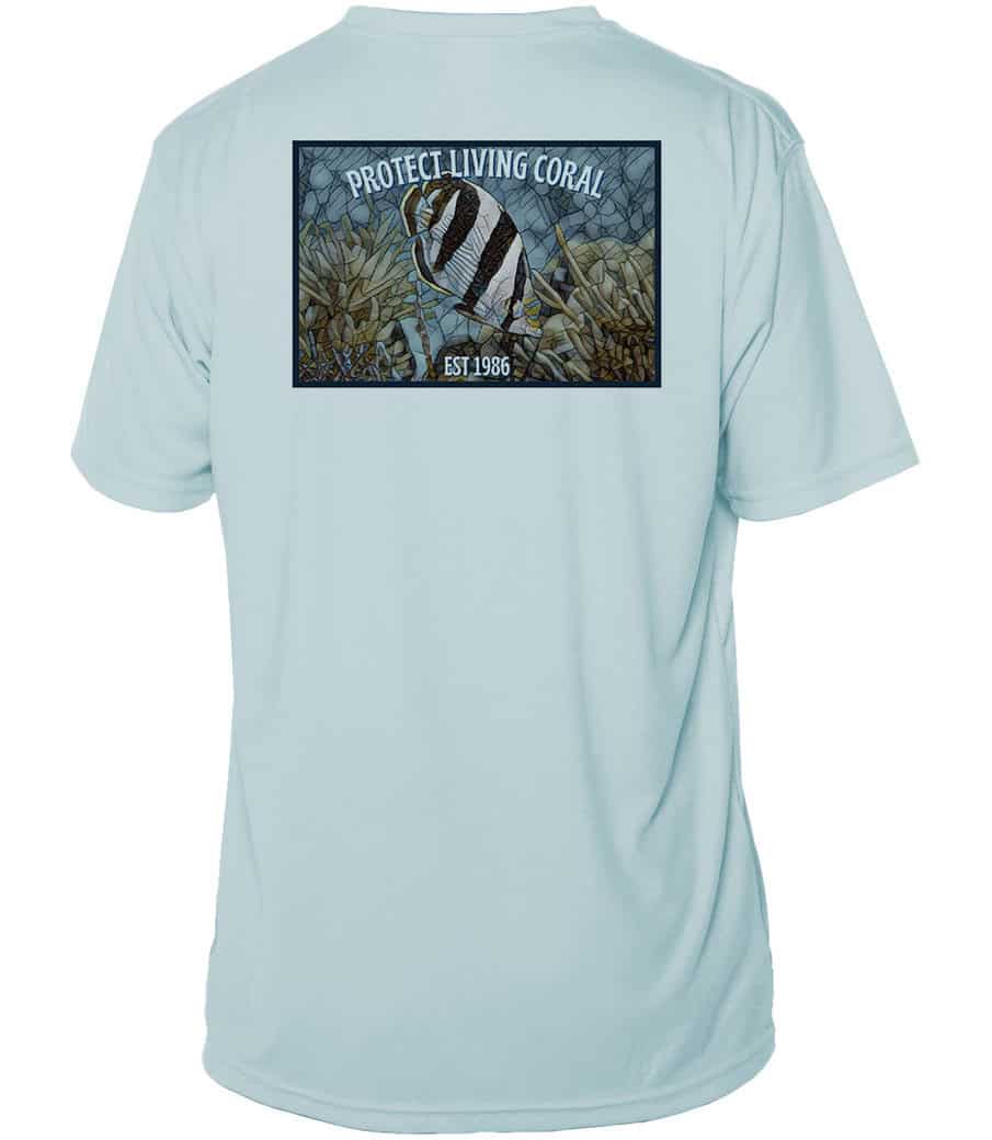 Reef Relief Banded Butterfly Mosaic T-Shirt with UPF 50+ in Arctic Blue.