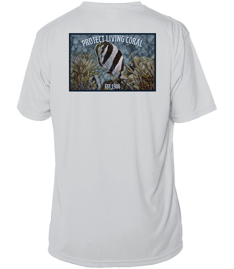 Reef Relief Banded Butterfly Mosaic T-Shirt with UPF 50+ in Pearl Grey.