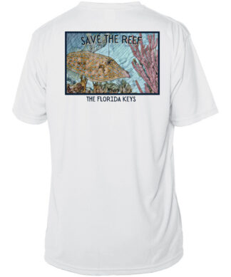 Save the Reef Filefish Mosaic T-Shirt for ocean conservation awareness.