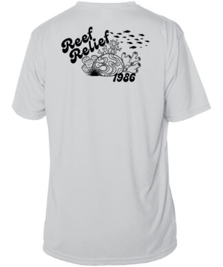 Reef Relief Retro UPF 50+ short sleeve shirt in Pearl Grey, featuring ocean-inspired design. Perfect.